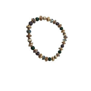 Vintage Multi Shape Beads / Color Bracelet – Jade and Crystal – 7 inches